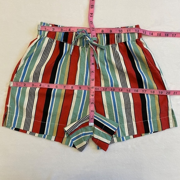 Topshop Striped Linen Blend Drawstring Shorts, White Multi, Size 2, NWT - Picture 10 of 13